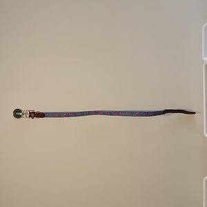 Tucker Blair needlepoint leather blue and red hearts size 34 heart knit